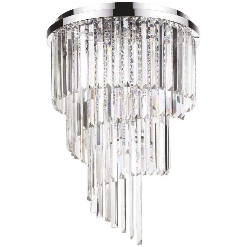 Ideal Lux - Lámpara de techo de cristal CARLTON 12xE14/40W/230V diá. 50 cm cromo brillante