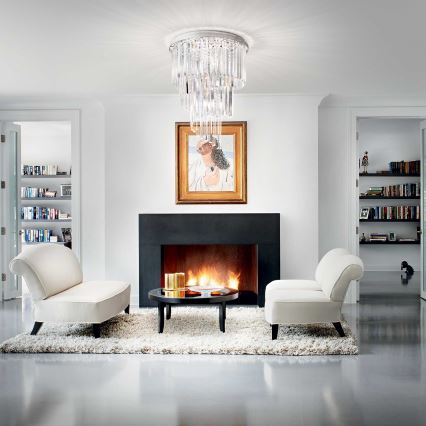 Ideal Lux - Lámpara de techo de cristal CARLTON 12xE14/40W/230V diá. 50 cm cromo brillante