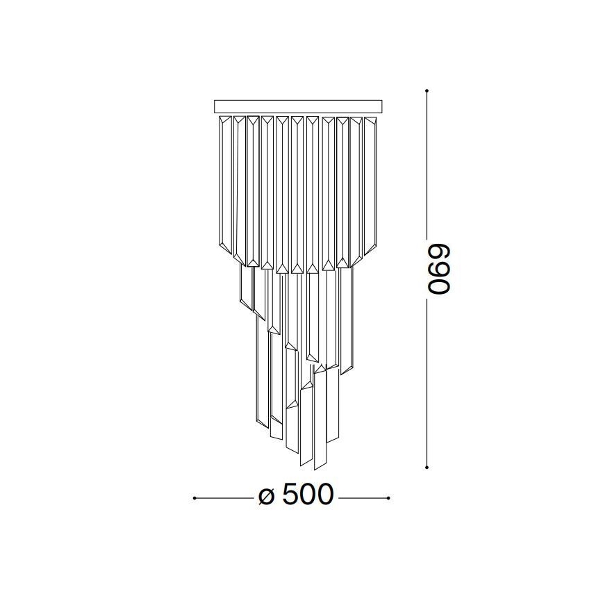 Ideal Lux - Lámpara de techo de cristal CARLTON 12xE14/40W/230V diá. 50 cm cromo brillante