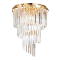 Ideal Lux - Lámpara de techo de cristal CARLTON 12xE14/40W/230V diá. 50 cm dorado