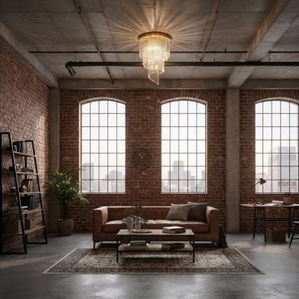 Ideal Lux - Lámpara de techo de cristal CARLTON 12xE14/40W/230V diá. 50 cm dorado