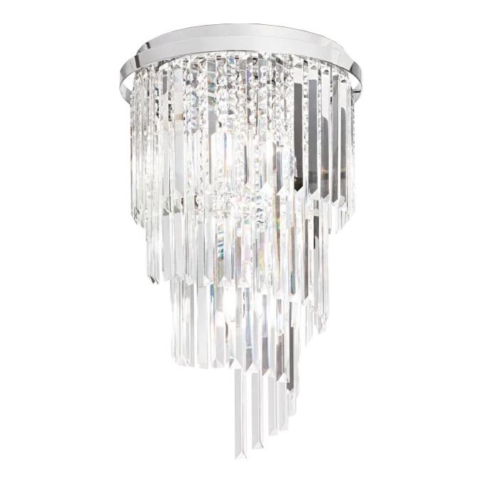 Ideal Lux - Lámpara de techo de cristal CARLTON 8xE14/40W/230V diá. 40 cm cromo brillante