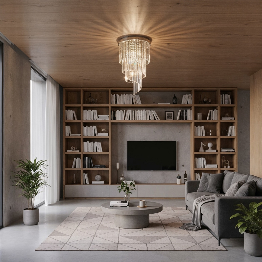 Ideal Lux - Lámpara de techo de cristal CARLTON 8xE14/40W/230V diá. 40 cm cromo brillante