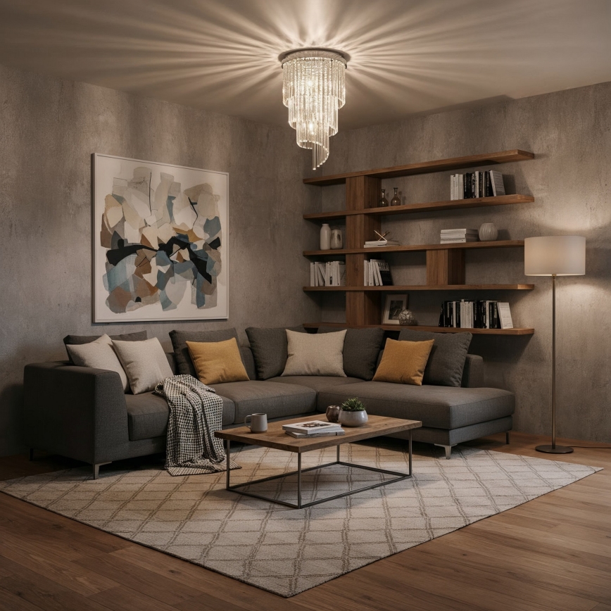 Ideal Lux - Lámpara de techo de cristal CARLTON 8xE14/40W/230V diá. 40 cm cromo brillante