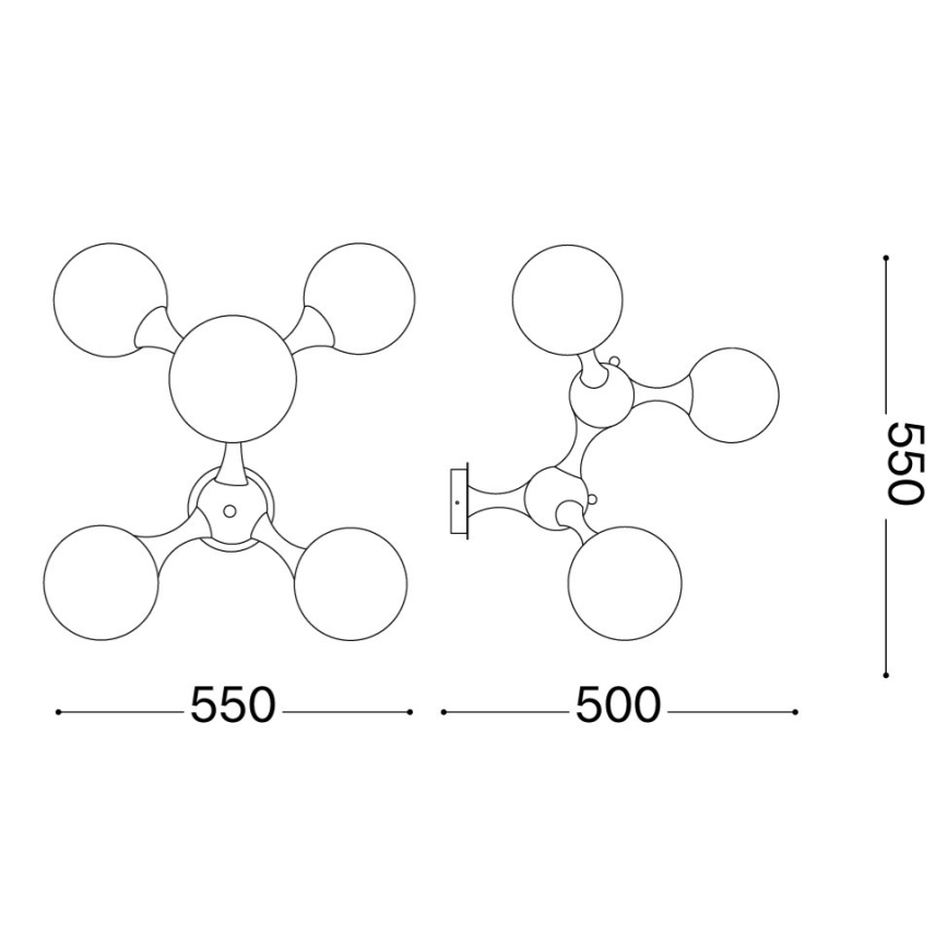 Ideal Lux - Lámpara de techo de superficie NODI 5xE14/28W/230V 50x55 cm cromado brillante/blanco