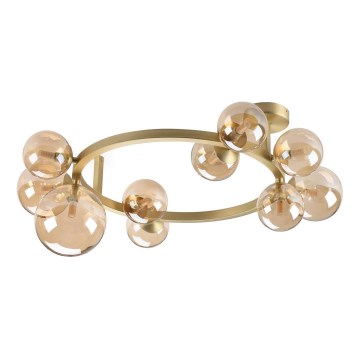 Ideal Lux - Lámpara de techo LED de superficie PERLAGE 10xG9/3W/230V Ø 70 cm dorado/beige ahumado