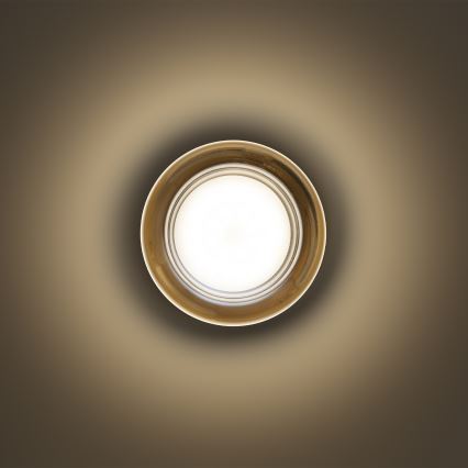 Ideal Lux - Plafón LED para baño LOLLY 1xGX53/9W/230V Ø 10,5 cm oro/beige ahumado
