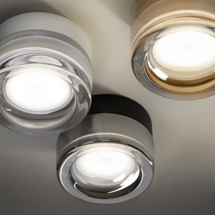 Ideal Lux - Lámpara de techo LED para baño LOLLY 1xGX53/9W/230V diámetro 10,5 cm negro/negro ahumado