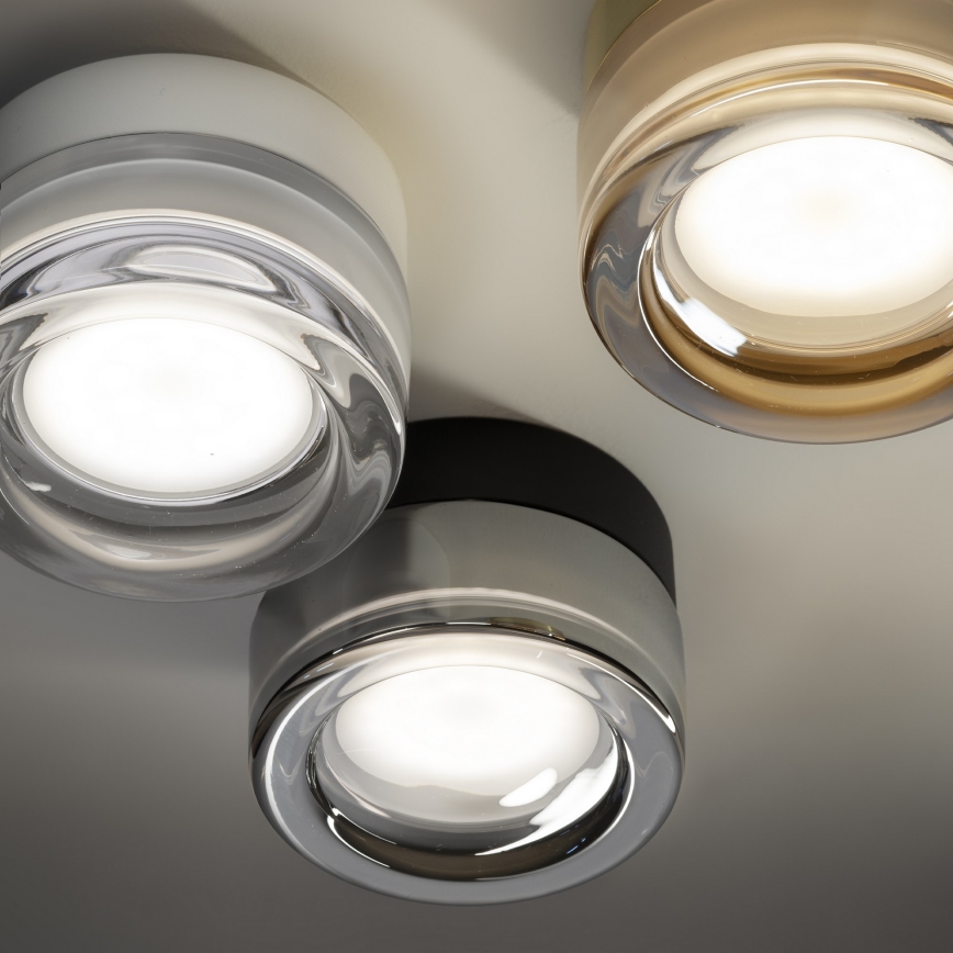 Ideal Lux - Lámpara de techo LED para baño LOLLY 1xGX53/9W/230V diámetro 10,5 cm negro/negro ahumado