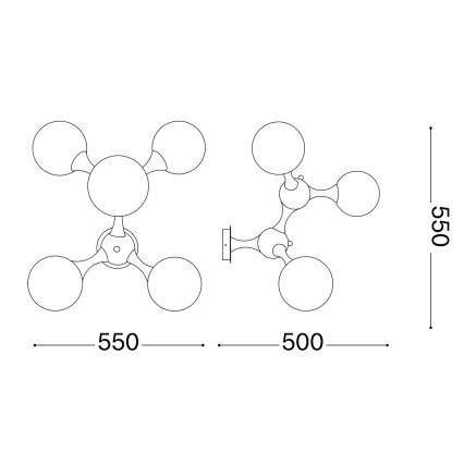 Ideal Lux - Lámpara de techo NODI 5xE14/28W/230V latón
