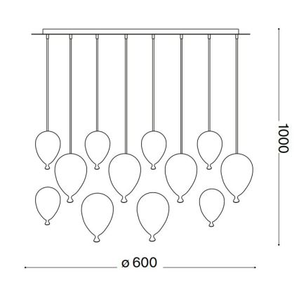 Ideal Lux - Lámpara LED colgante CLOWN 12xG9/3W/230V diá. 60 cm colorido