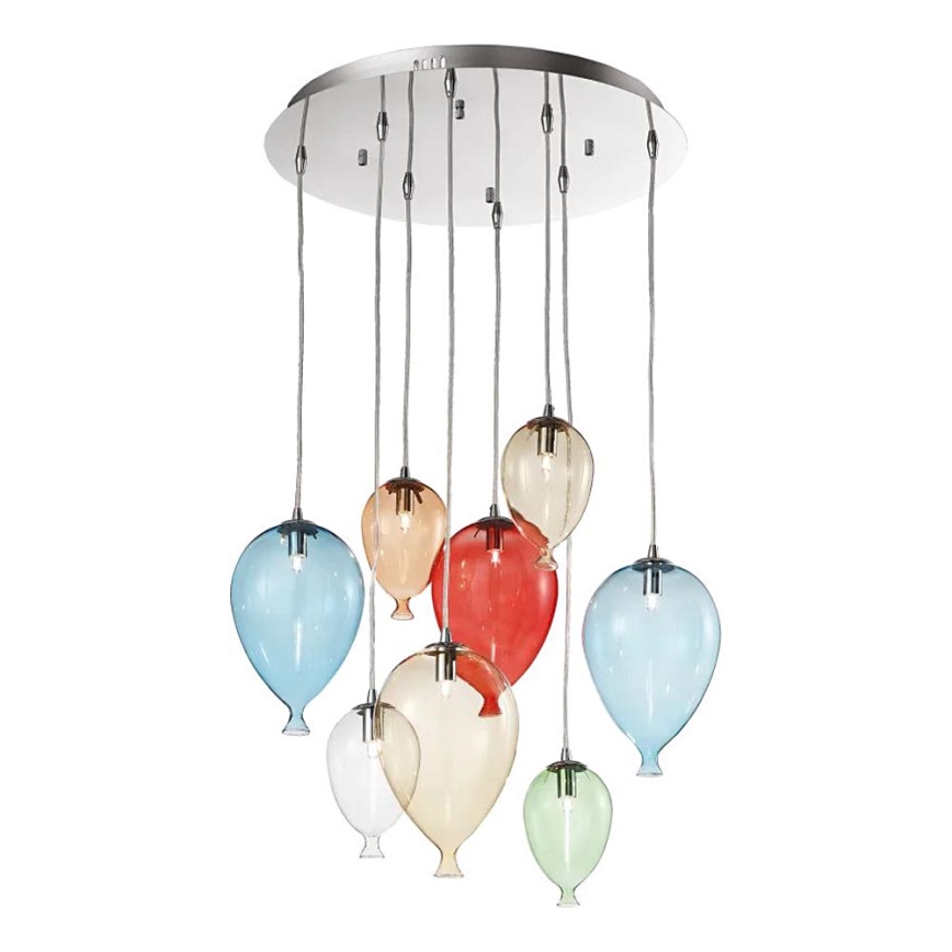 Ideal Lux - Lámpara LED colgante CLOWN 8xG9/3W/230V diá. 50 cm colorido