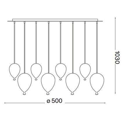 Ideal Lux - Lámpara LED colgante CLOWN 8xG9/3W/230V diá. 50 cm colorido
