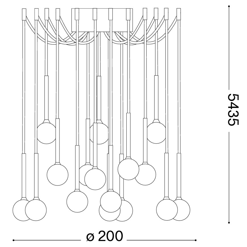 Ideal Lux - Lámpara LED colgante con cable LUCCIOLA 16xLED/16W/230V IRC 90 araña negra