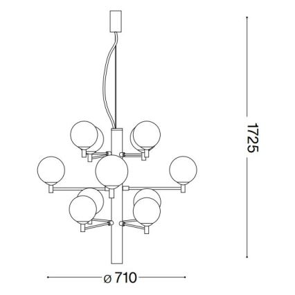 Ideal Lux - Lámpara LED colgante COPERNICO 12xG9/3W/230V diá. 71 cm negro