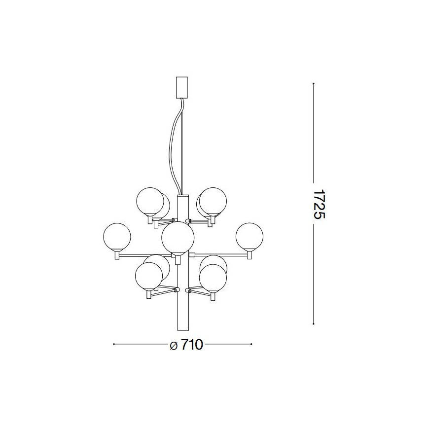 Ideal Lux - Lámpara LED colgante COPERNICO 12xG9/3W/230V diá. 71 cm negro
