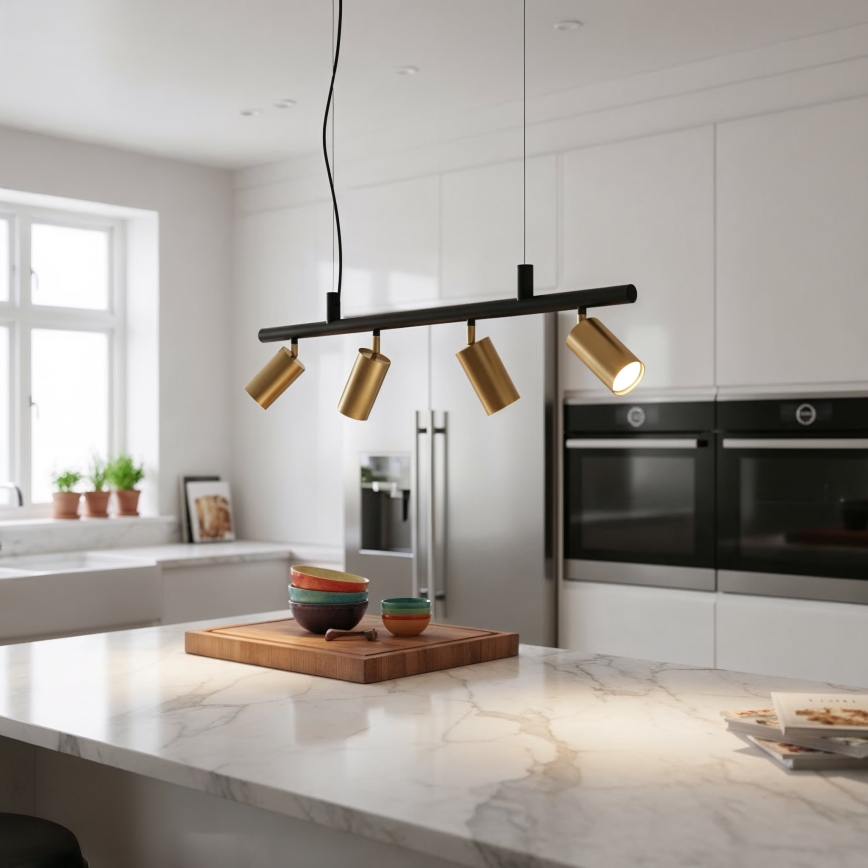 Ideal Lux - Lámpara LED colgante DYNAMITE 4xGU10/7W/230V CRI 90 negro/latón