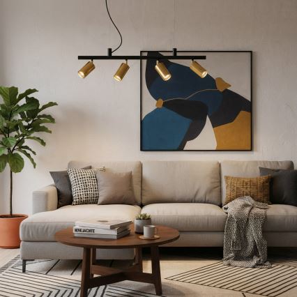 Ideal Lux - Lámpara LED colgante DYNAMITE 4xGU10/7W/230V CRI 90 negro/latón