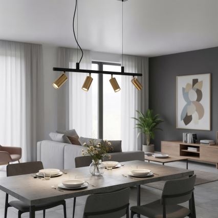 Ideal Lux - Lámpara LED colgante DYNAMITE 4xGU10/7W/230V CRI 90 negro/latón