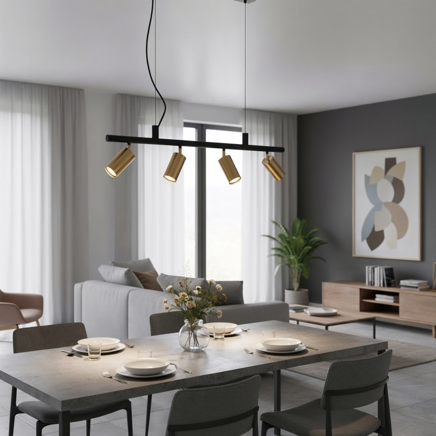 Ideal Lux - Lámpara LED colgante DYNAMITE 4xGU10/7W/230V CRI 90 negro/latón