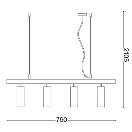 Ideal Lux - Lámpara LED colgante DYNAMITE 4xGU10/7W/230V CRI 90 negro/latón
