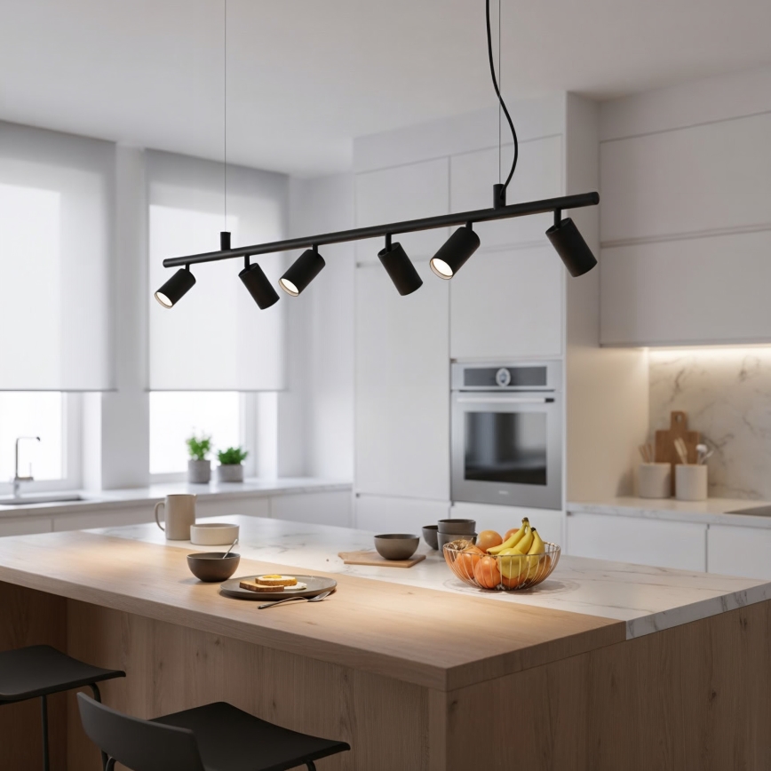 Ideal Lux - Lámpara LED colgante DYNAMITE 6xGU10/7W/230V CRI 90 negro