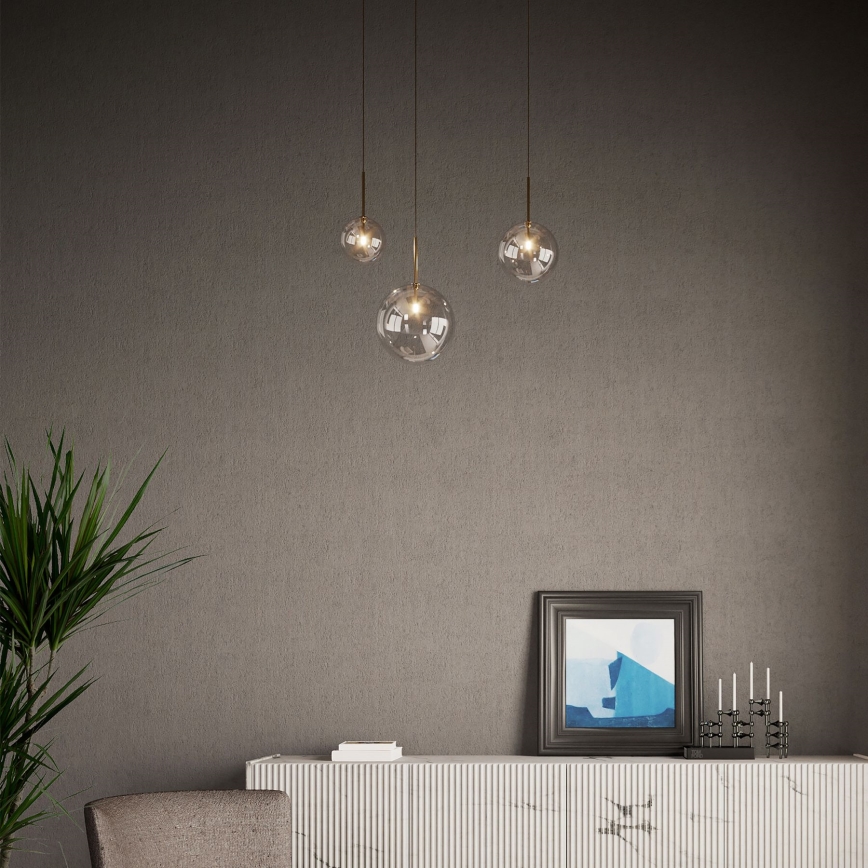 Ideal Lux - Lámpara LED colgante EQUINOXE 1xG4/2W/230V diá. 15 cm latón/transparente