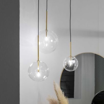 Ideal Lux - Lámpara LED colgante EQUINOXE 1xG4/2W/230V diá. 15 cm latón/transparente