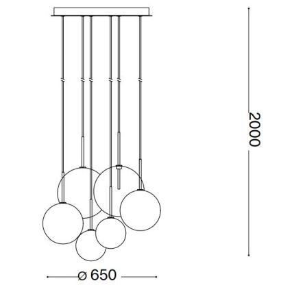 Ideal Lux - Lámpara LED colgante EQUINOXE 6xG4/2W/230V diá. 65 cm latón/ahumado