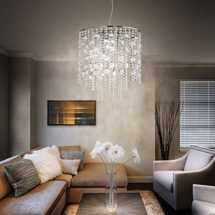 Ideal Lux - Lámpara LED de cristal colgante EVASIONE 8xG9/3W/230V diá. 41 cm cromo brillante