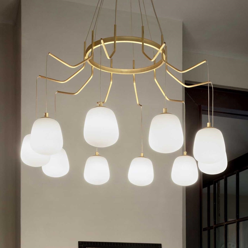 Ideal Lux - Lámpara LED colgante KAROUSEL 10xG9/3W/230V diá. 82,5 cm latón