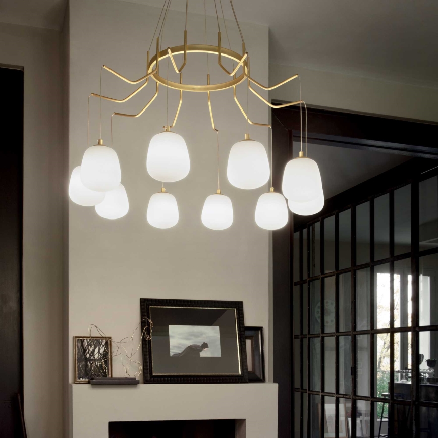 Ideal Lux - Lámpara LED colgante KAROUSEL 10xG9/3W/230V diá. 82,5 cm latón