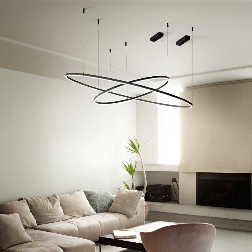 Ideal Lux - Lámpara LED colgante ORACLE SLIM LED/38W/230V 3000K diá. 70 cm negro
