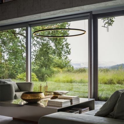 Ideal Lux - Lámpara de araña LED regulable ORACLE SLIM LED/39W/230V 3000K diá. 70 cm negro