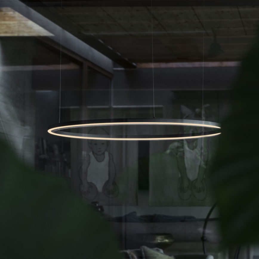 Ideal Lux - Lámpara de araña LED regulable ORACLE SLIM LED/39W/230V 3000K diá. 70 cm negro