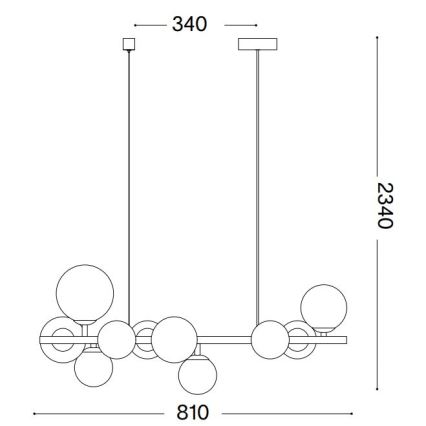Ideal Lux - Lámpara LED colgante PERLAGE 10xG9/3W/230V 81 cm dorado/ahumado