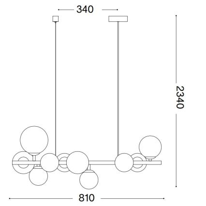Ideal Lux - Lámpara LED colgante PERLAGE 10xG9/3W/230V 81 cm dorado/blanco