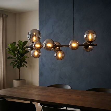 Ideal Lux - Lámpara LED colgante PERLAGE 10xG9/3W/230V 81 cm negro/ahumado