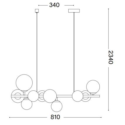 Ideal Lux - Lámpara LED colgante PERLAGE 10xG9/3W/230V 81 cm negro/ahumado