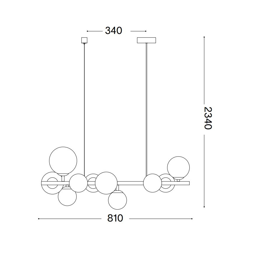 Ideal Lux - Lámpara LED colgante PERLAGE 10xG9/3W/230V 81 cm negro/ahumado