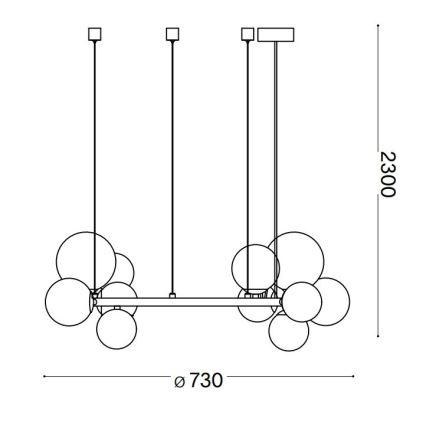 Ideal Lux - Lámpara LED colgante PERLAGE 11xG9/3W/230V diá. 73 cm dorado/ahumado