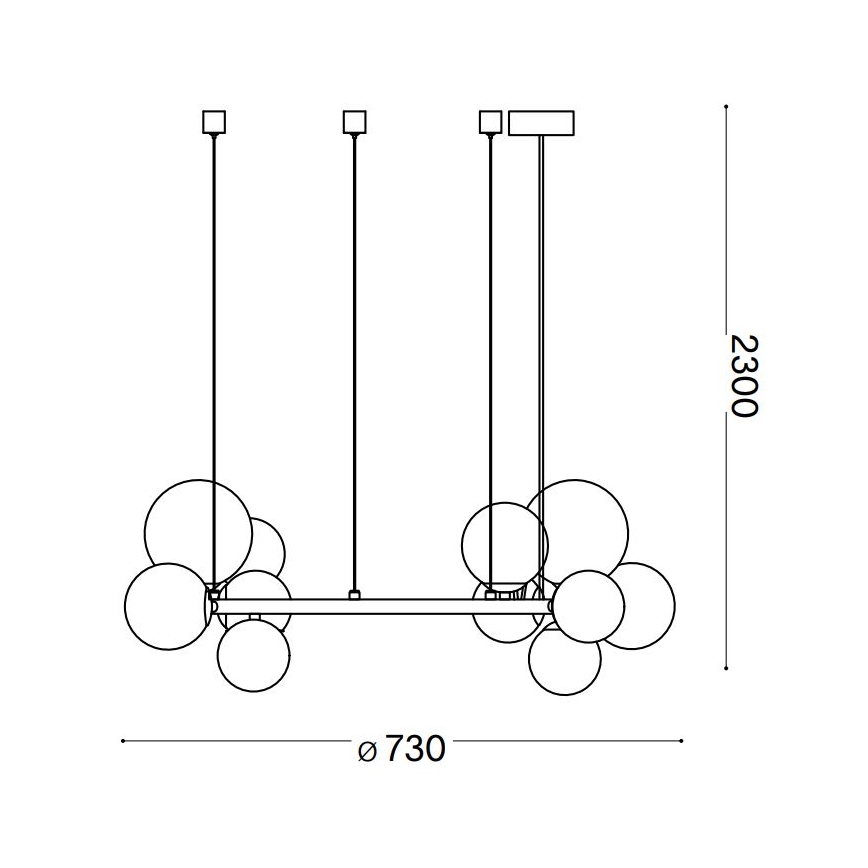 Ideal Lux - Lámpara LED colgante PERLAGE 11xG9/3W/230V diá. 73 cm negro/ahumado
