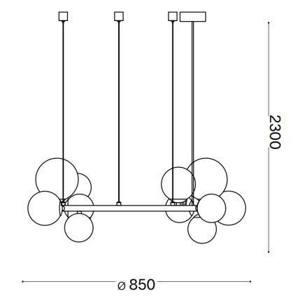 Ideal Lux - Lámpara LED colgante PERLAGE 14xG9/3W/230V diá. 85 cm dorado/ahumado