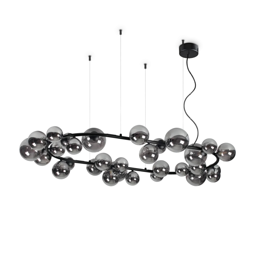 Ideal Lux - Lámpara LED colgante PERLAGE 30xG9/3W/230V 143 cm negro/ahumado