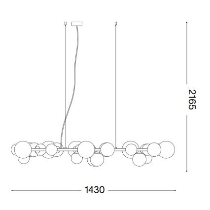 Ideal Lux - Lámpara LED colgante PERLAGE 30xG9/3W/230V 143 cm negro/ahumado