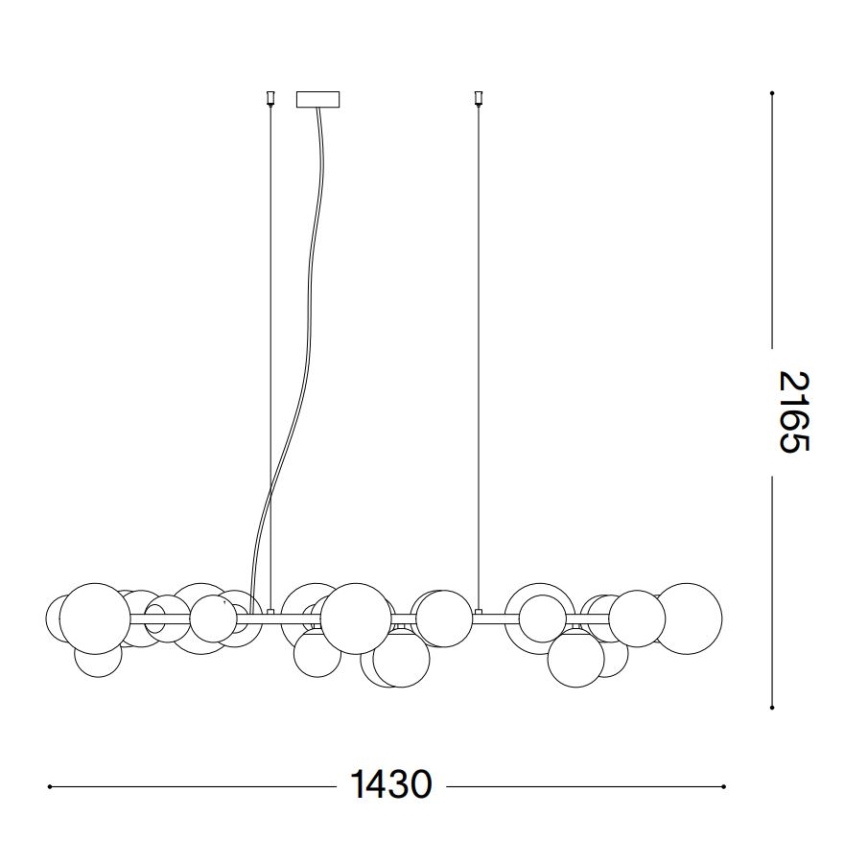 Ideal Lux - Lámpara LED colgante PERLAGE 30xG9/3W/230V 143 cm negro/ahumado