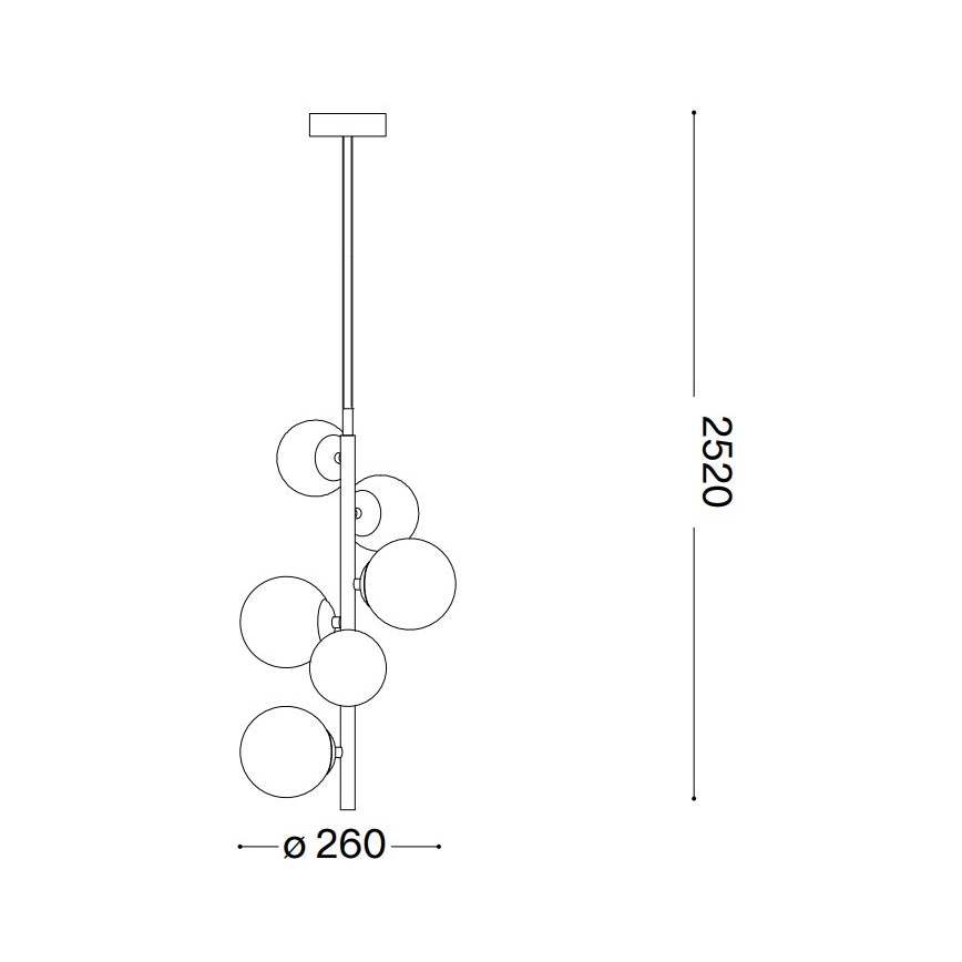 Ideal Lux - Lámpara LED colgante PERLAGE 6xG9/3W/230V diá. 26 cm negro/ahumado