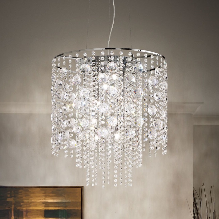 Ideal Lux - Lámpara LED de cristal colgante EVASIONE 10xG9/3W/230V diá. 51 cm cromo brillante