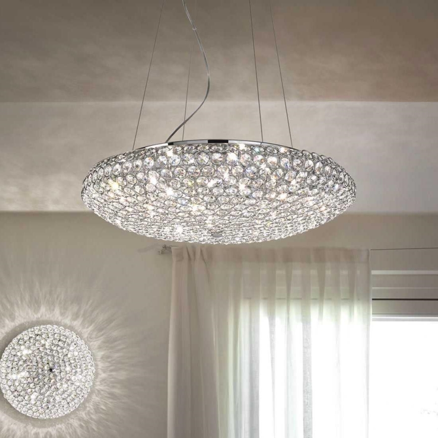 Ideal Lux - Lámpara LED de cristal colgante KING 12xG9/3W/230V diá. 65 cm cromo brillante