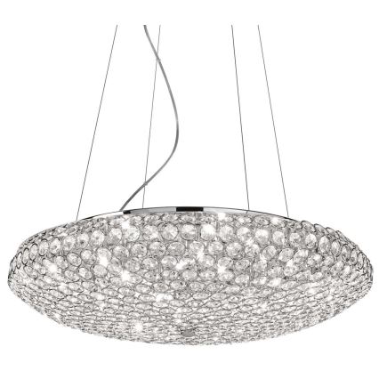 Ideal Lux - Lámpara LED de cristal colgante KING 12xG9/3W/230V diá. 65 cm cromo brillante